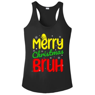 Merry Christmas Bruh Xmas Santa Claus Snow Flakes Boy Ladies PosiCharge Competitor Racerback Tank