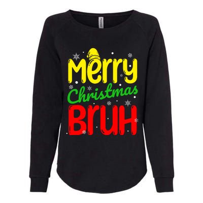 Merry Christmas Bruh Xmas Santa Claus Snow Flakes Boy Womens California Wash Sweatshirt