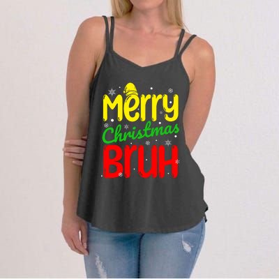 Merry Christmas Bruh Xmas Santa Claus Snow Flakes Boy Women's Strappy Tank