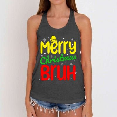 Merry Christmas Bruh Xmas Santa Claus Snow Flakes Boy Women's Knotted Racerback Tank