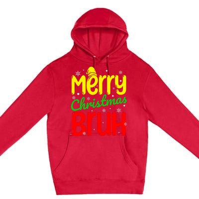 Merry Christmas Bruh Xmas Santa Claus Snow Flakes Boy Premium Pullover Hoodie