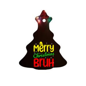 Merry Christmas Bruh Xmas Santa Claus Snow Flakes Boy Ceramic Tree Ornament