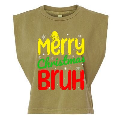 Merry Christmas Bruh Xmas Santa Claus Snow Flakes Boy Garment-Dyed Women's Muscle Tee