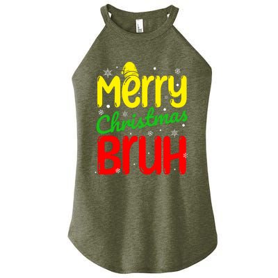 Merry Christmas Bruh Xmas Santa Claus Snow Flakes Boy Women's Perfect Tri Rocker Tank