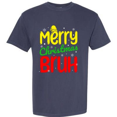 Merry Christmas Bruh Xmas Santa Claus Snow Flakes Boy Garment-Dyed Heavyweight T-Shirt