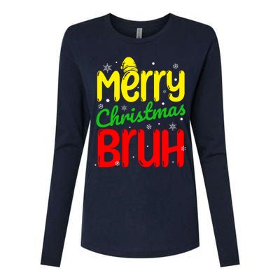 Merry Christmas Bruh Xmas Santa Claus Snow Flakes Boy Womens Cotton Relaxed Long Sleeve T-Shirt