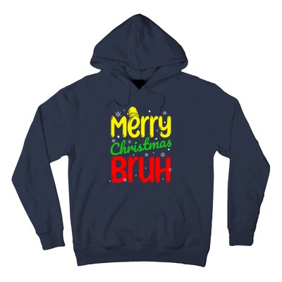 Merry Christmas Bruh Xmas Santa Claus Snow Flakes Boy Hoodie