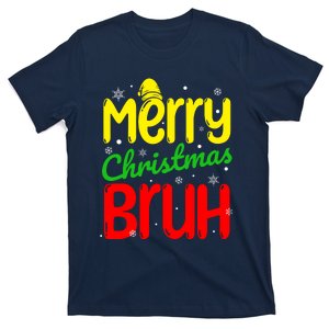 Merry Christmas Bruh Xmas Santa Claus Snow Flakes Boy T-Shirt