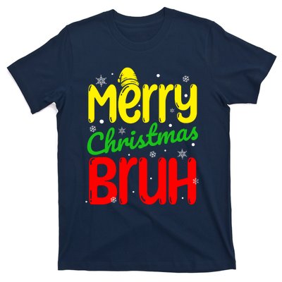 Merry Christmas Bruh Xmas Santa Claus Snow Flakes Boy T-Shirt