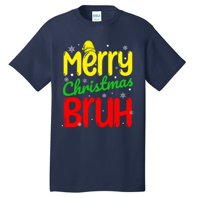 Merry Christmas Bruh Xmas Santa Claus Snow Flakes Boy Tall T-Shirt