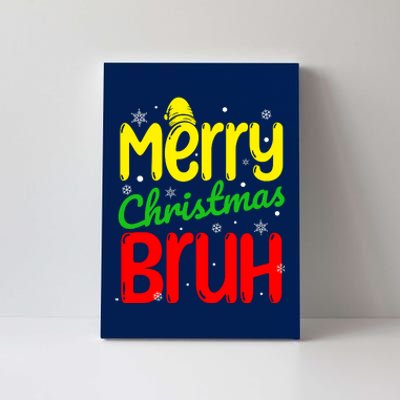 Merry Christmas Bruh Xmas Santa Claus Snow Flakes Boy Canvas