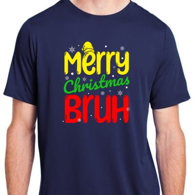 Merry Christmas Bruh Xmas Santa Claus Snow Flakes Boy Adult ChromaSoft Performance T-Shirt