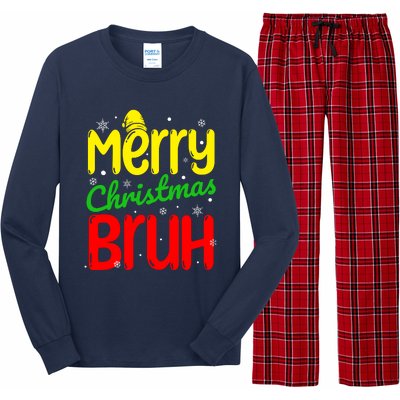 Merry Christmas Bruh Xmas Santa Claus Snow Flakes Boy Long Sleeve Pajama Set