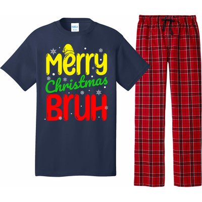 Merry Christmas Bruh Xmas Santa Claus Snow Flakes Boy Pajama Set