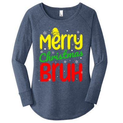 Merry Christmas Bruh Xmas Santa Claus Snow Flakes Boy Women's Perfect Tri Tunic Long Sleeve Shirt