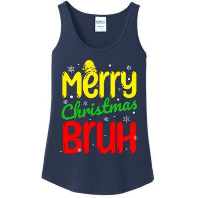 Merry Christmas Bruh Xmas Santa Claus Snow Flakes Boy Ladies Essential Tank