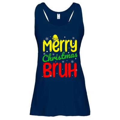 Merry Christmas Bruh Xmas Santa Claus Snow Flakes Boy Ladies Essential Flowy Tank