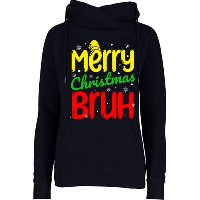 Merry Christmas Bruh Xmas Santa Claus Snow Flakes Boy Womens Funnel Neck Pullover Hood