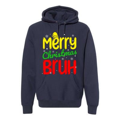 Merry Christmas Bruh Xmas Santa Claus Snow Flakes Boy Premium Hoodie