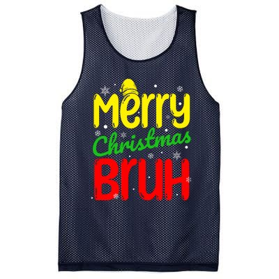 Merry Christmas Bruh Xmas Santa Claus Snow Flakes Boy Mesh Reversible Basketball Jersey Tank