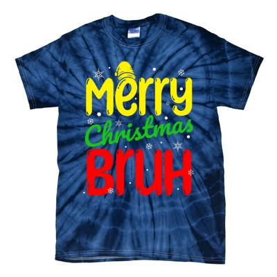 Merry Christmas Bruh Xmas Santa Claus Snow Flakes Boy Tie-Dye T-Shirt