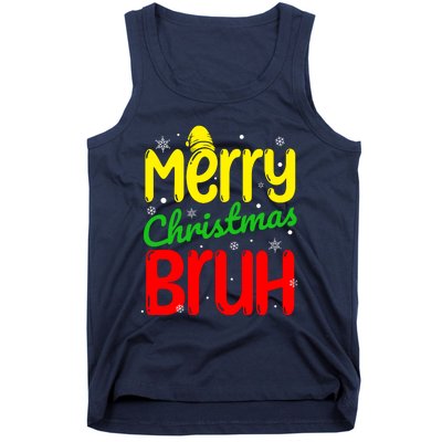 Merry Christmas Bruh Xmas Santa Claus Snow Flakes Boy Tank Top