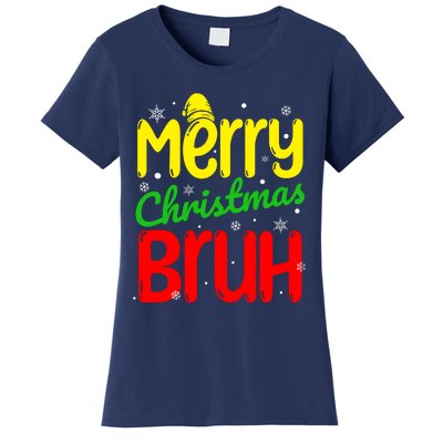 Merry Christmas Bruh Xmas Santa Claus Snow Flakes Boy Women's T-Shirt