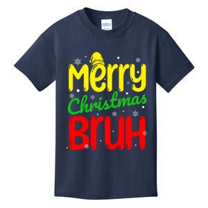 Merry Christmas Bruh Xmas Santa Claus Snow Flakes Boy Kids T-Shirt