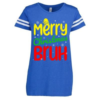 Merry Christmas Bruh Xmas Santa Claus Snow Flakes Boy Enza Ladies Jersey Football T-Shirt