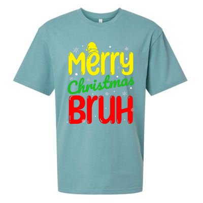 Merry Christmas Bruh Xmas Santa Claus Snow Flakes Boy Sueded Cloud Jersey T-Shirt