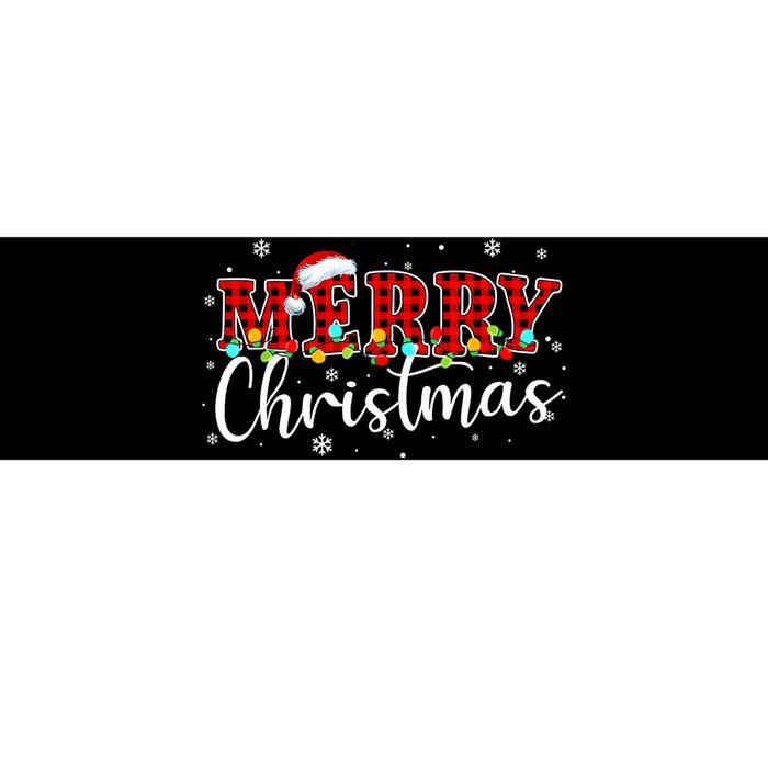 Merry Christmas Buffalo Plaid Red Santa Family Xmas Pajamas Bumper Sticker