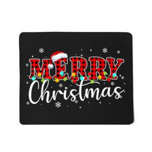 Merry Christmas Buffalo Plaid Red Santa Family Xmas Pajamas Mousepad