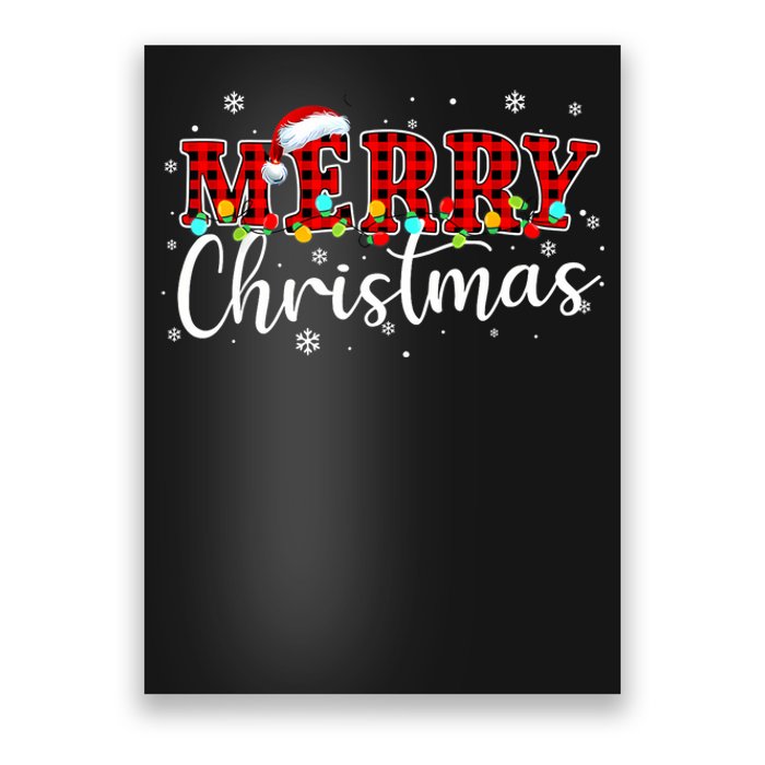 Merry Christmas Buffalo Plaid Red Santa Family Xmas Pajamas Poster