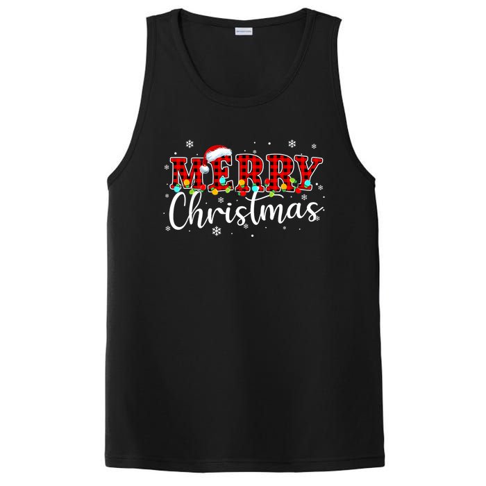 Merry Christmas Buffalo Plaid Red Santa Family Xmas Pajamas PosiCharge Competitor Tank