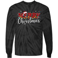 Merry Christmas Buffalo Plaid Red Santa Family Xmas Pajamas Tie-Dye Long Sleeve Shirt