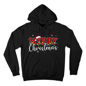 Merry Christmas Buffalo Plaid Red Santa Family Xmas Pajamas Tall Hoodie