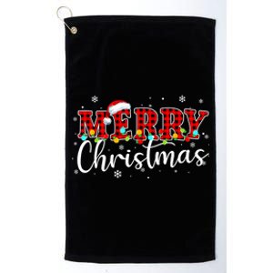 Merry Christmas Buffalo Plaid Red Santa Family Xmas Pajamas Platinum Collection Golf Towel