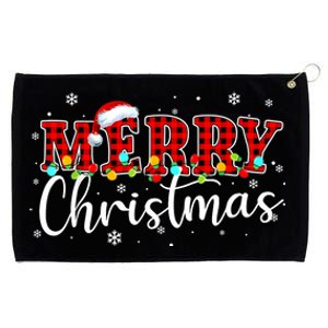 Merry Christmas Buffalo Plaid Red Santa Family Xmas Pajamas Grommeted Golf Towel