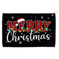 Merry Christmas Buffalo Plaid Red Santa Family Xmas Pajamas Grommeted Golf Towel