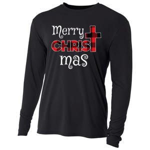 Merry Christmas Buffalo Plaid Cooling Performance Long Sleeve Crew