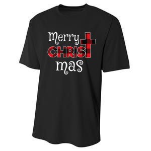 Merry Christmas Buffalo Plaid Performance Sprint T-Shirt