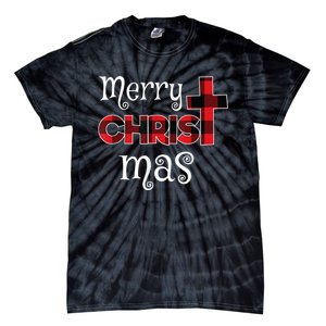 Merry Christmas Buffalo Plaid Tie-Dye T-Shirt