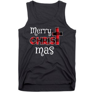 Merry Christmas Buffalo Plaid Tank Top