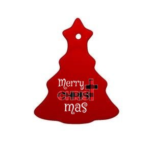 Merry Christmas Buffalo Plaid Ceramic Tree Ornament