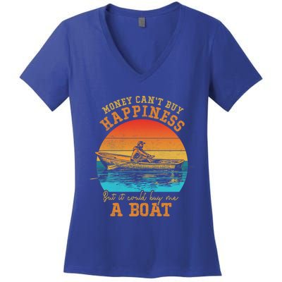 Money Cant Buy Happiness But It Can Buy Me A Boat Boating Funny Gift Women's V-Neck T-Shirt