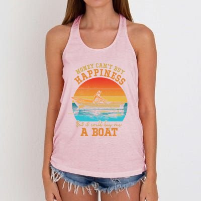 Money Cant Buy Happiness But It Can Buy Me A Boat Boating Funny Gift Women's Knotted Racerback Tank