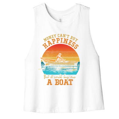 Money Cant Buy Happiness But It Can Buy Me A Boat Boating Funny Gift Women's Racerback Cropped Tank