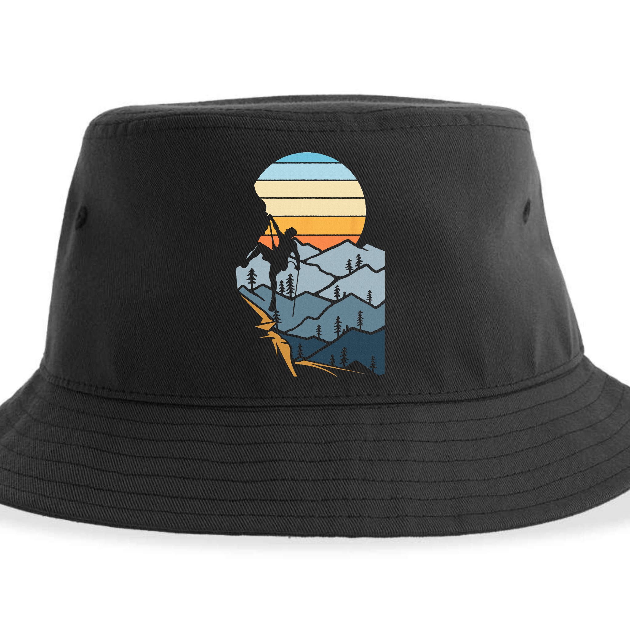 Mountain Climber Boulder Sports Hobby Retro Rock Climbing Sustainable Bucket Hat