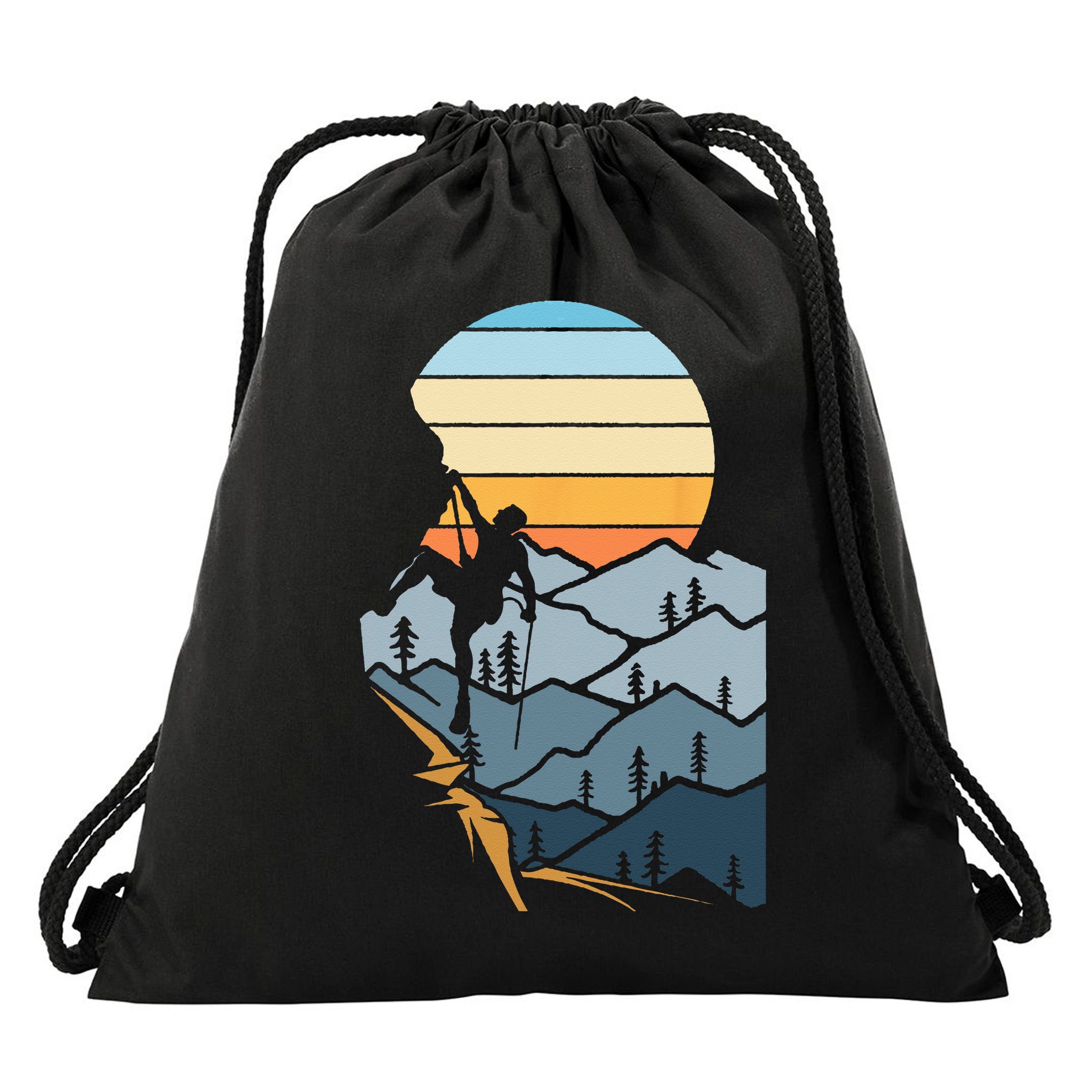 Mountain Climber Boulder Sports Hobby Retro Rock Climbing Drawstring Bag