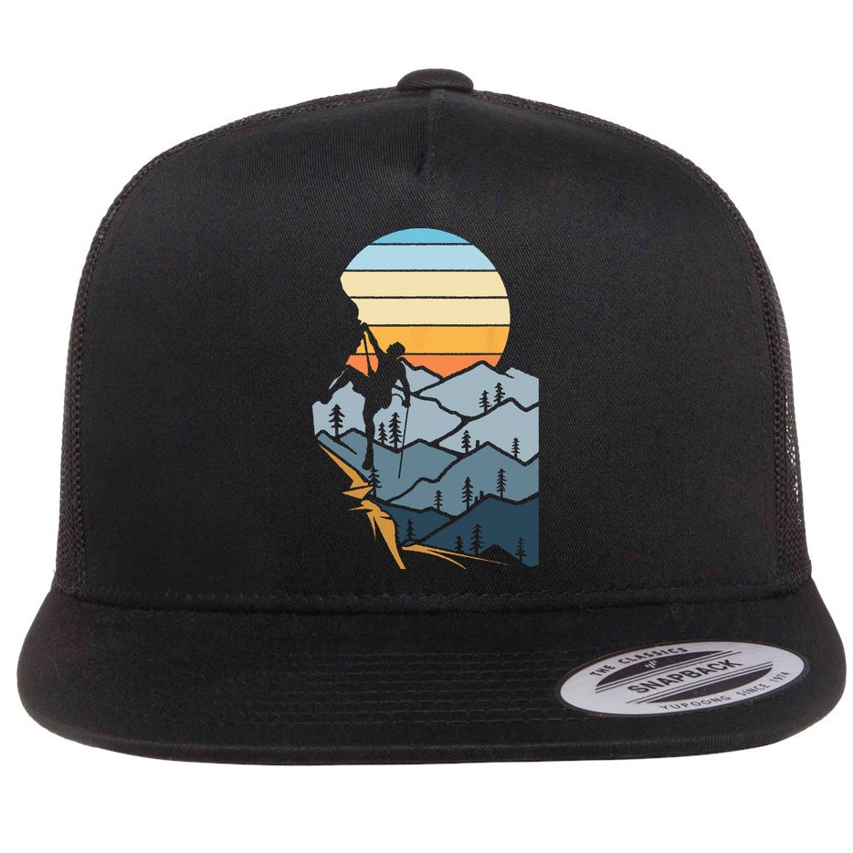 Mountain Climber Boulder Sports Hobby Retro Rock Climbing Flat Bill Trucker Hat